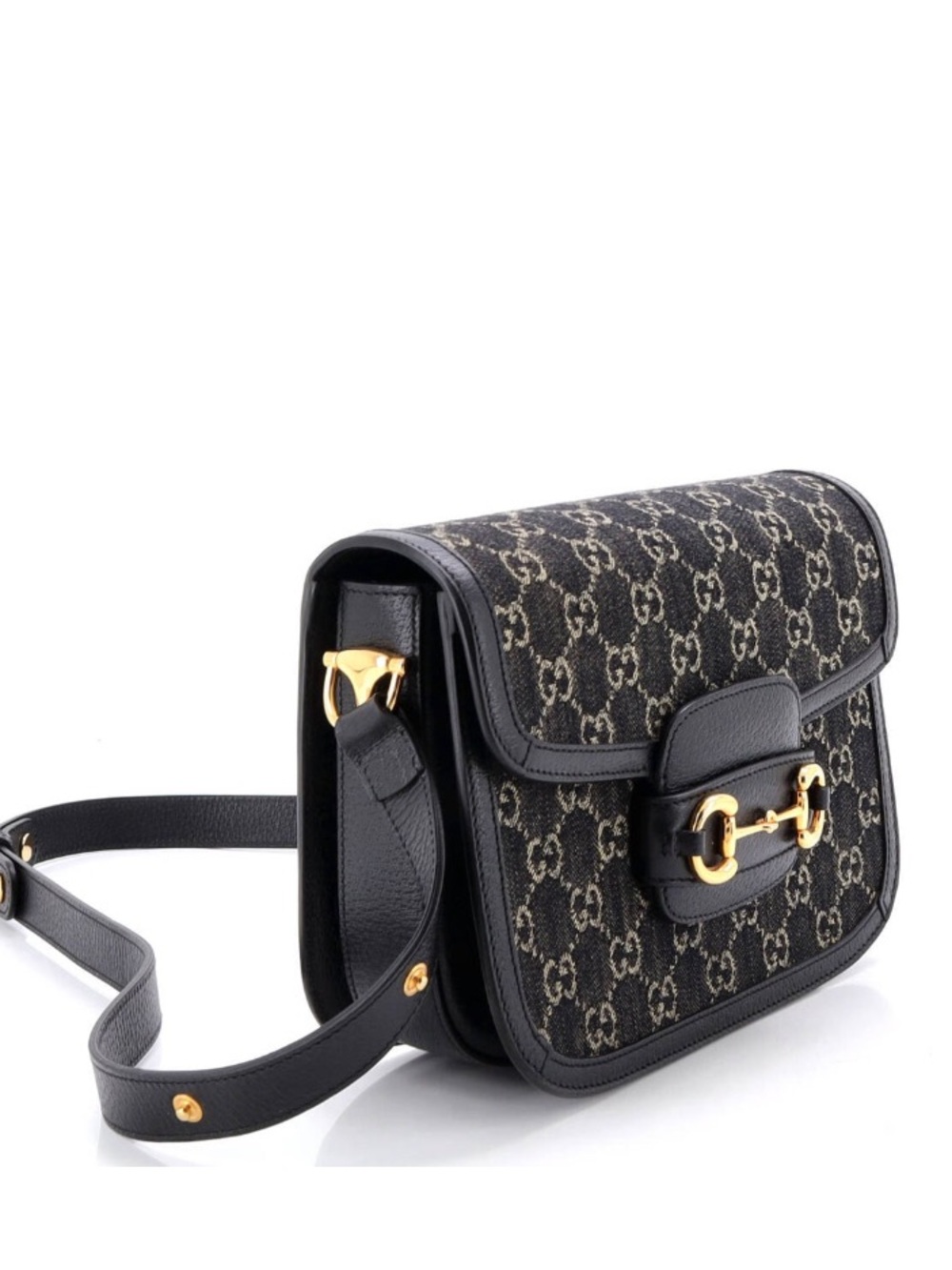 Gucci Horsebit 1955 Black GG Denim Shoulder Crossbody bag - Picture 3 of 13